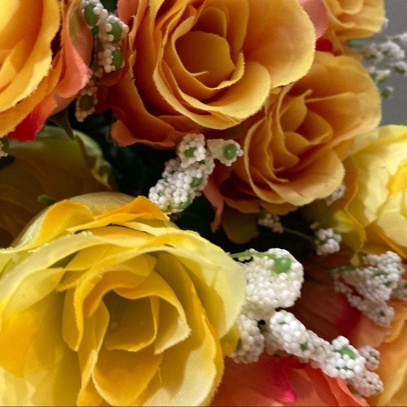 Roses Artificial Flowers Red Yellow Pink 2 Bunches 16" - Picture 8 of 12